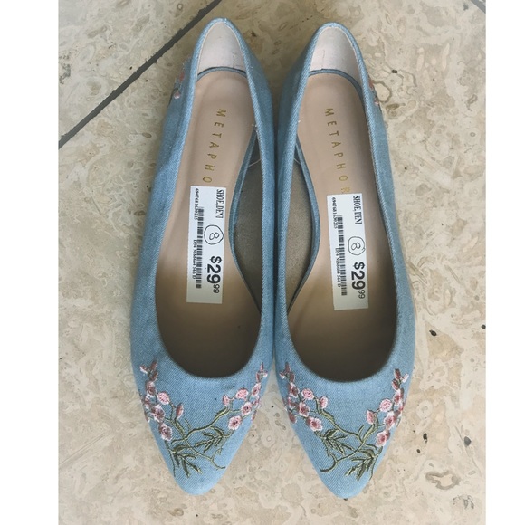 Metaphor Shoes - Denim Flower Flats